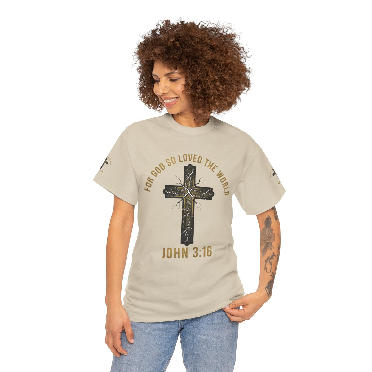 John 3:16 Cross T-Shirt — "For God So Loved the World" Christian Tee