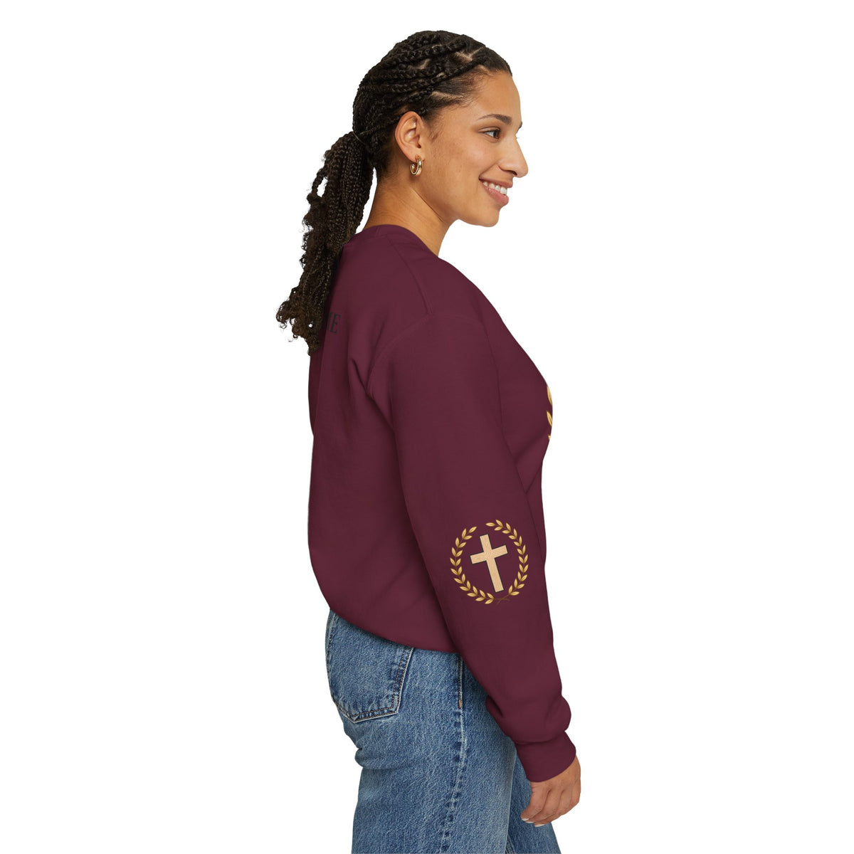Christian Cross Crewneck Sweatshirt – "Christ Lives in Me" Religious Pullover