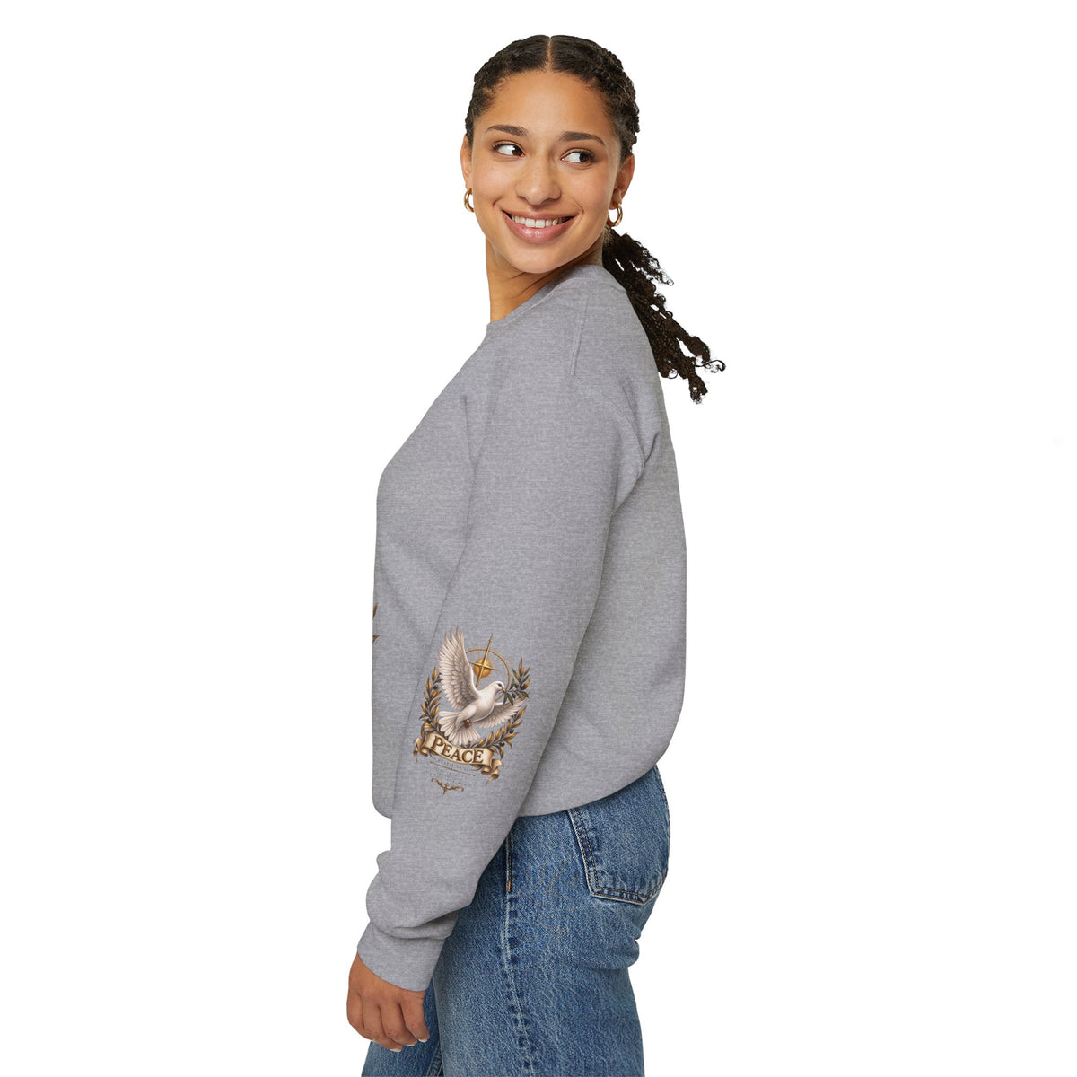 Peace Dove Crewneck Sweatshirt — Religious Christian Dove & Olive Branch Pullover