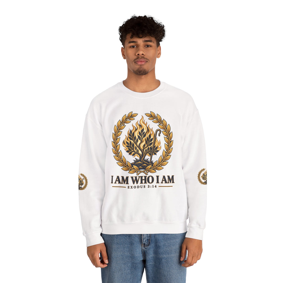 Crewneck Sweatshirt — "I Am Who I Am" Exodus 3:14 Inspirational Pullover
