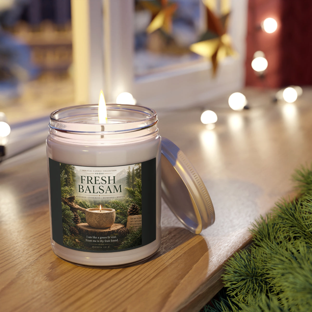Fresh Balsam Soy Candle 9oz – Scented Jar Candle with White Lid
