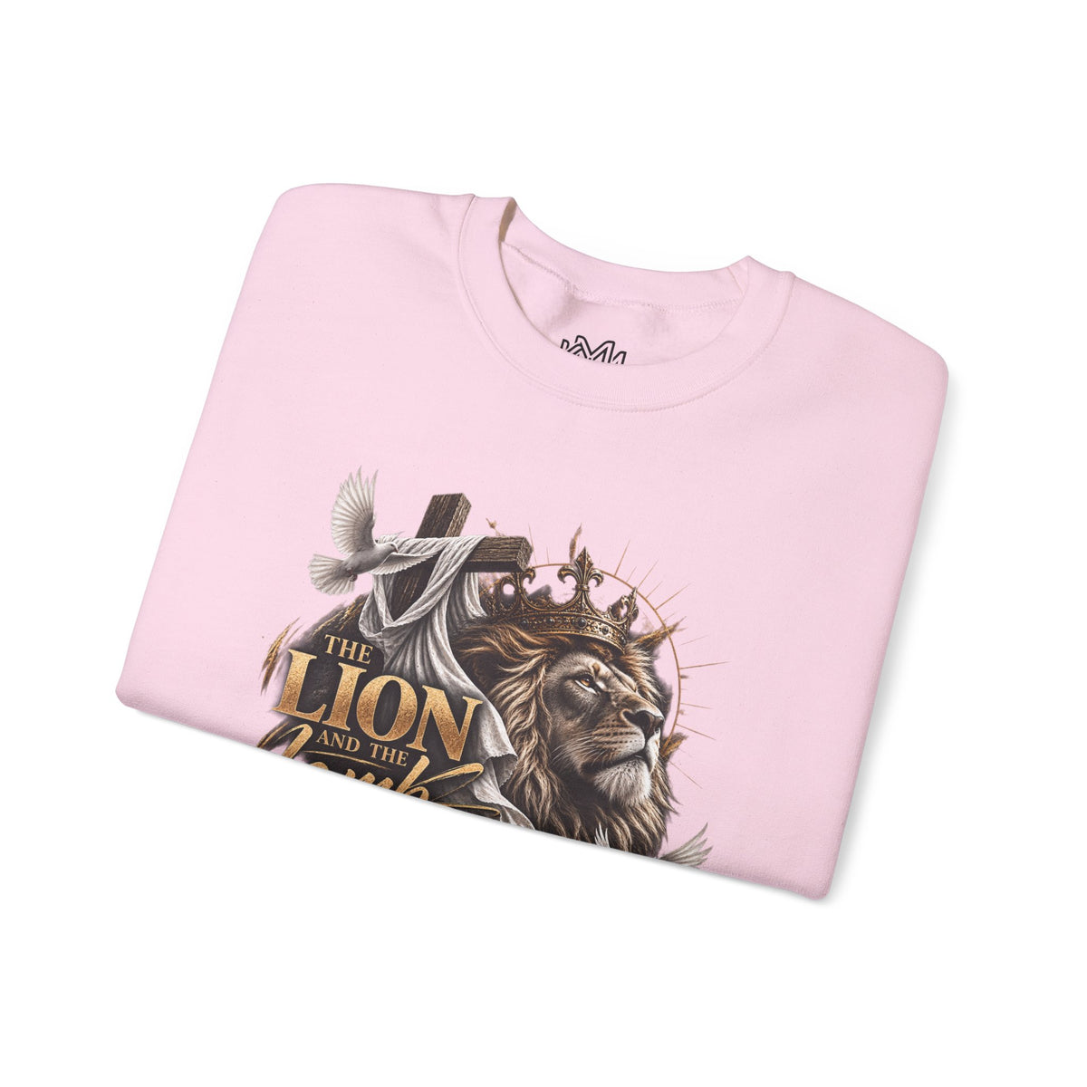 Lion and Lamb Crewneck Sweatshirt — "The Lion and the Lamb" Christian Graphic Pullover