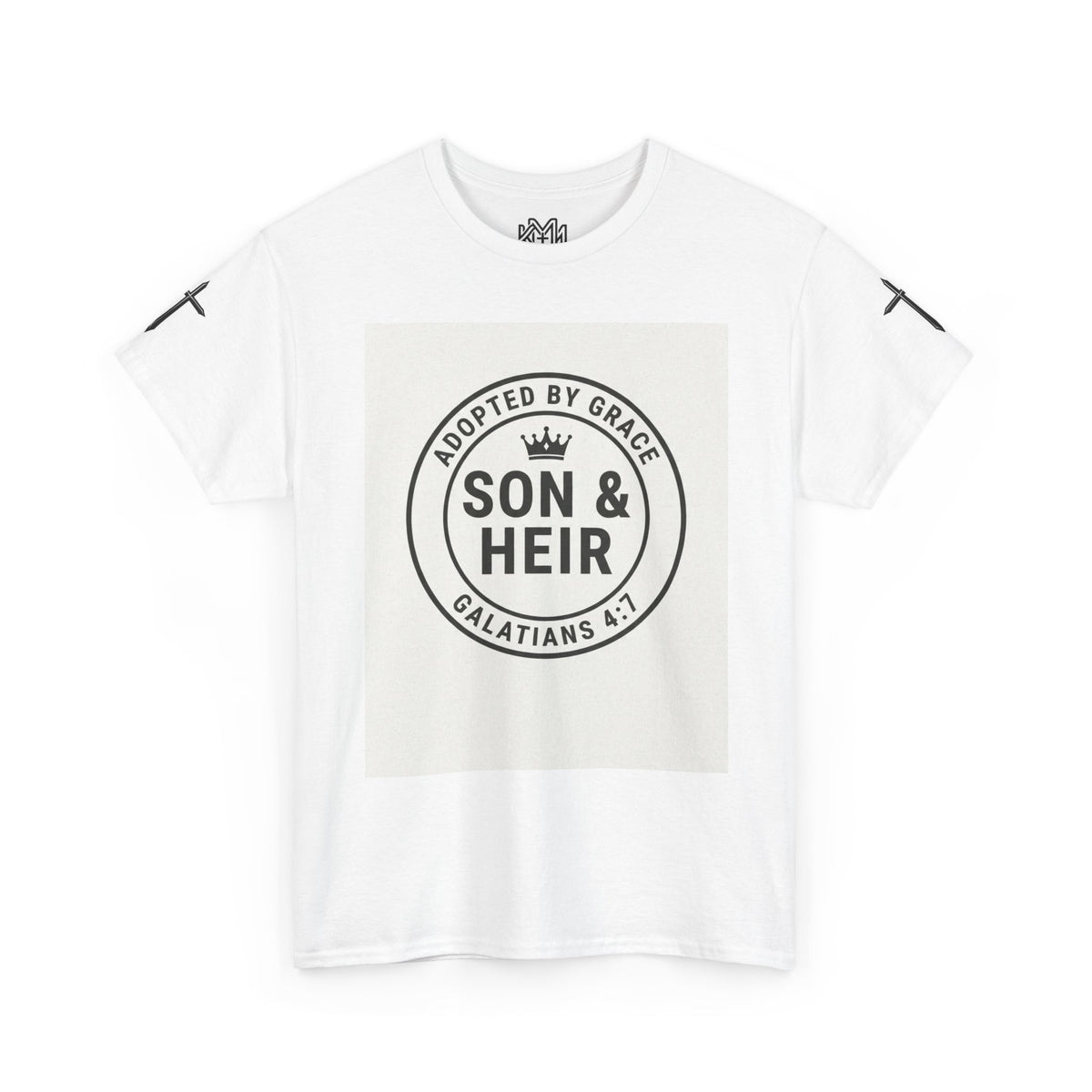 Christian Son & Heir T-Shirt — 'Adopted by Grace' Faith Tee with Jesus Prayer Design