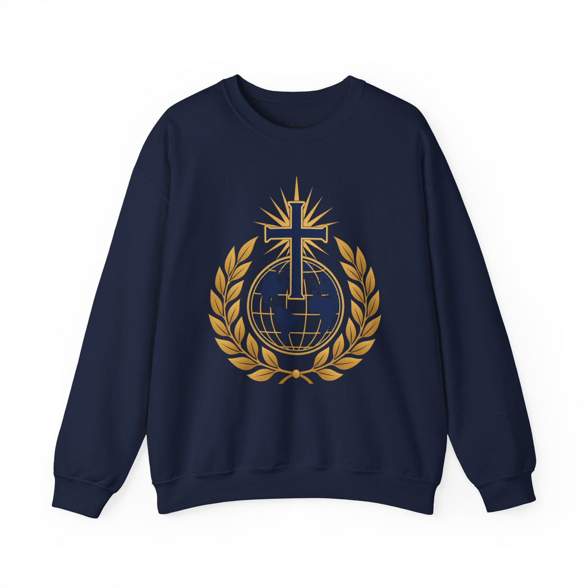 Great Commission Crewneck Sweatshirt — Christian Cross Globe Design