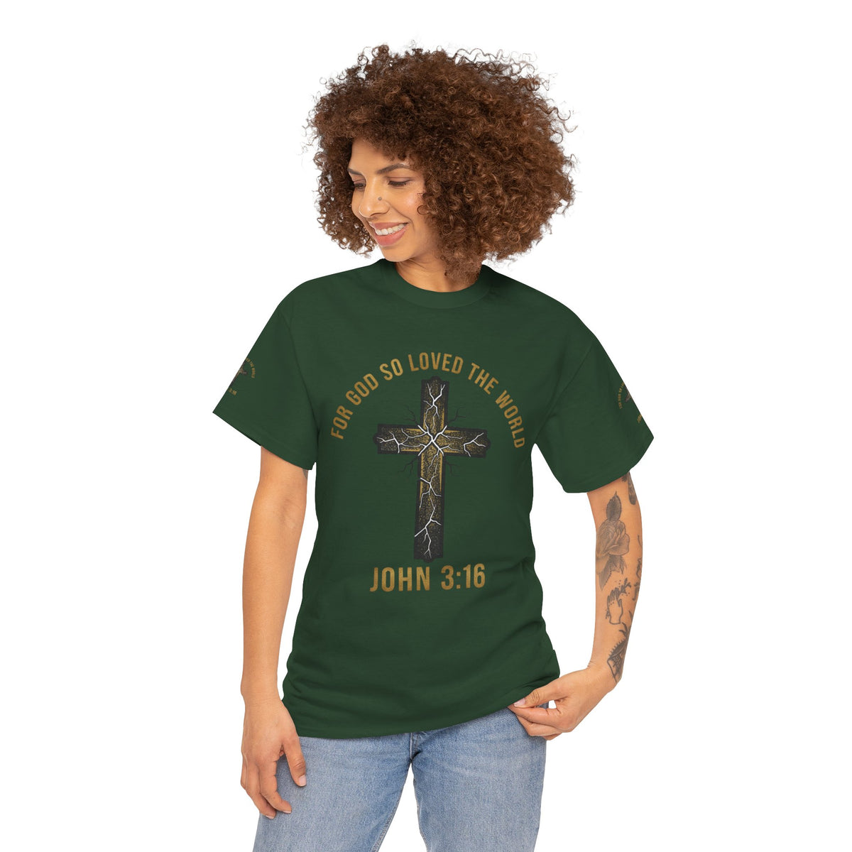 John 3:16 Cross T-Shirt — "For God So Loved the World" Christian Tee