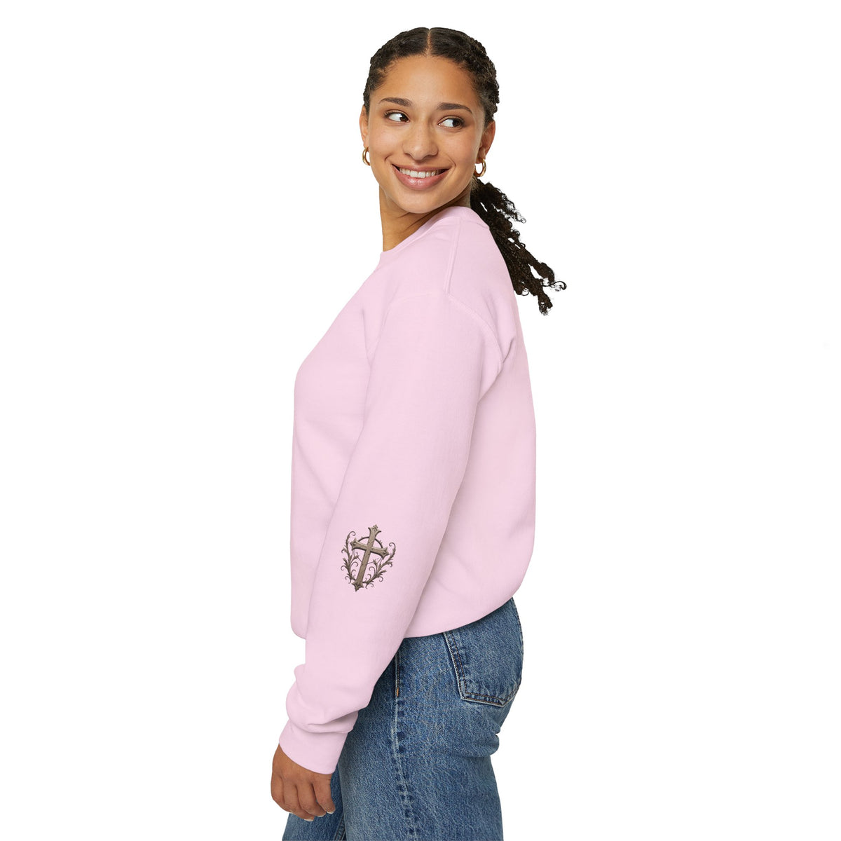 Lion of Judah Sweatshirt — Christian Lion Crewneck with Crown & Ichthys Back