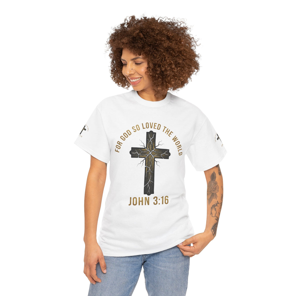 John 3:16 Cross T-Shirt — "For God So Loved the World" Christian Tee