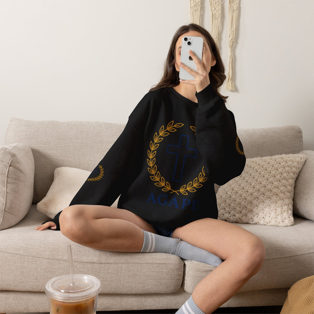 Agape Cross Crewneck Sweatshirt — Christian Faith Pullover