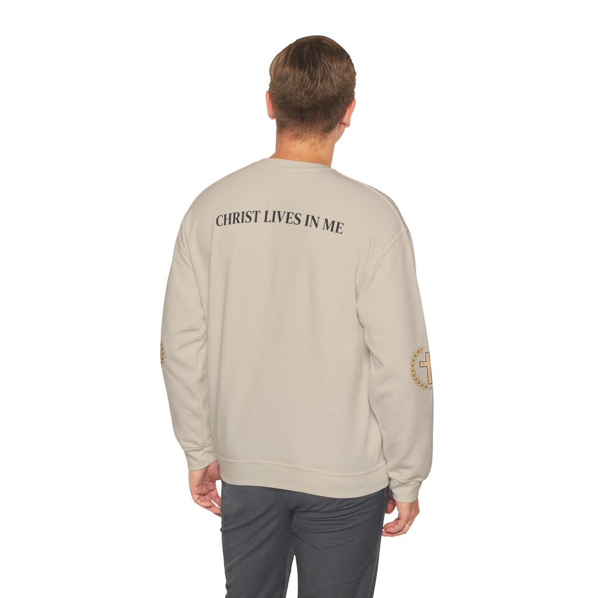 Christian Cross Crewneck Sweatshirt – "Christ Lives in Me" Religious Pullover