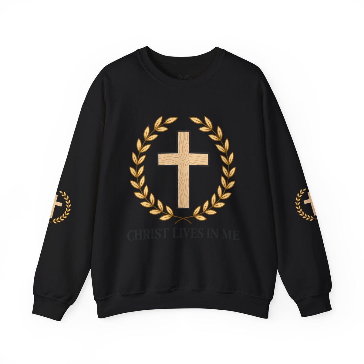 Christian Cross Crewneck Sweatshirt – "Christ Lives in Me" Religious Pullover