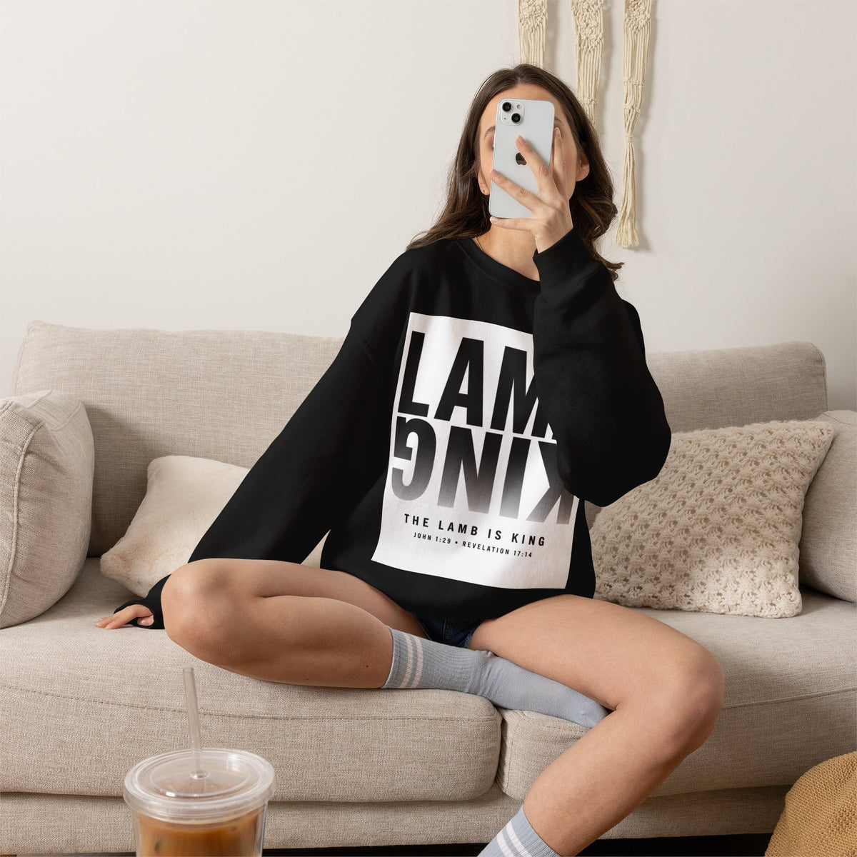Lamb King Crewneck Sweatshirt — "The Lamb Is King" Christian Graphic Pullover