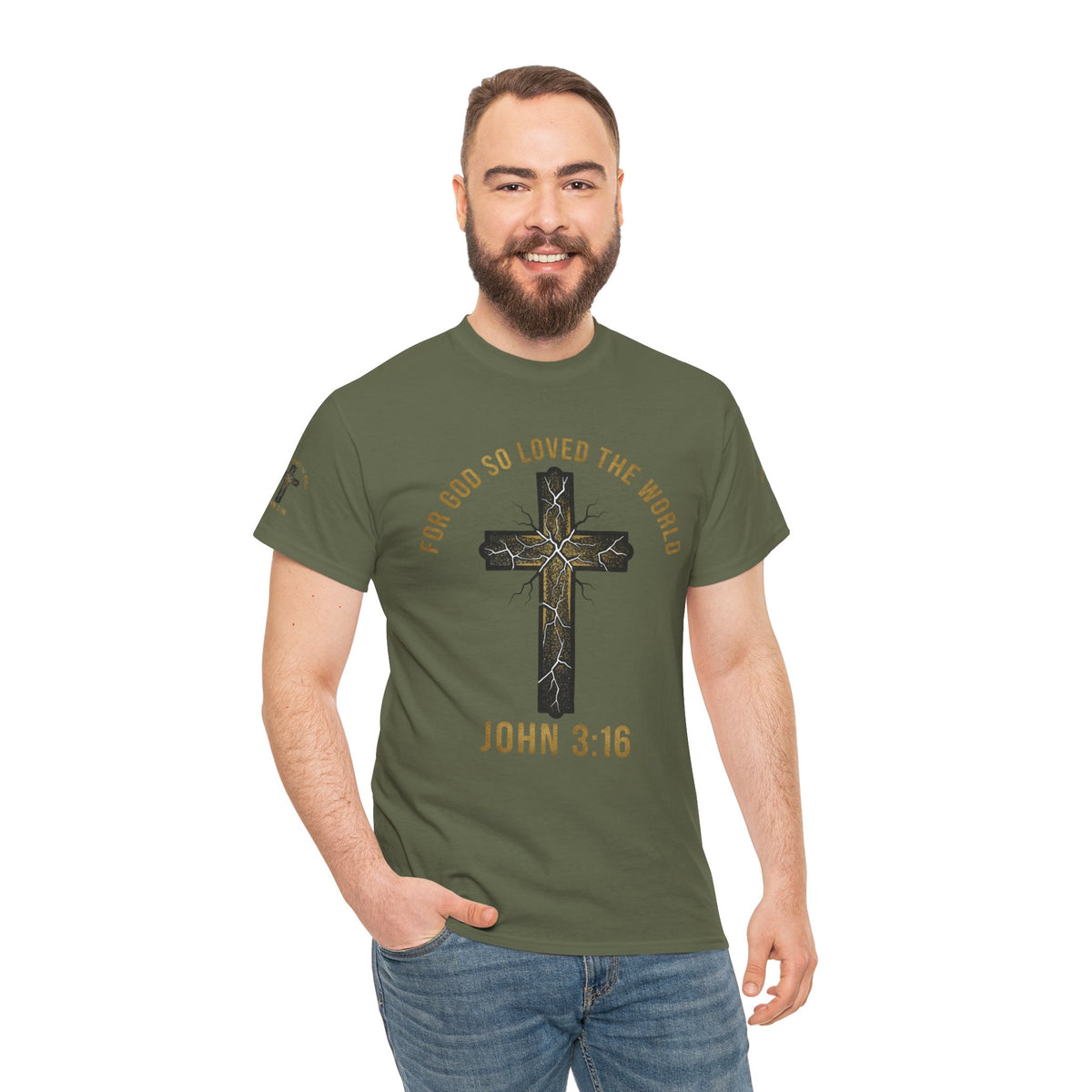 John 3:16 Cross T-Shirt — "For God So Loved the World" Christian Tee
