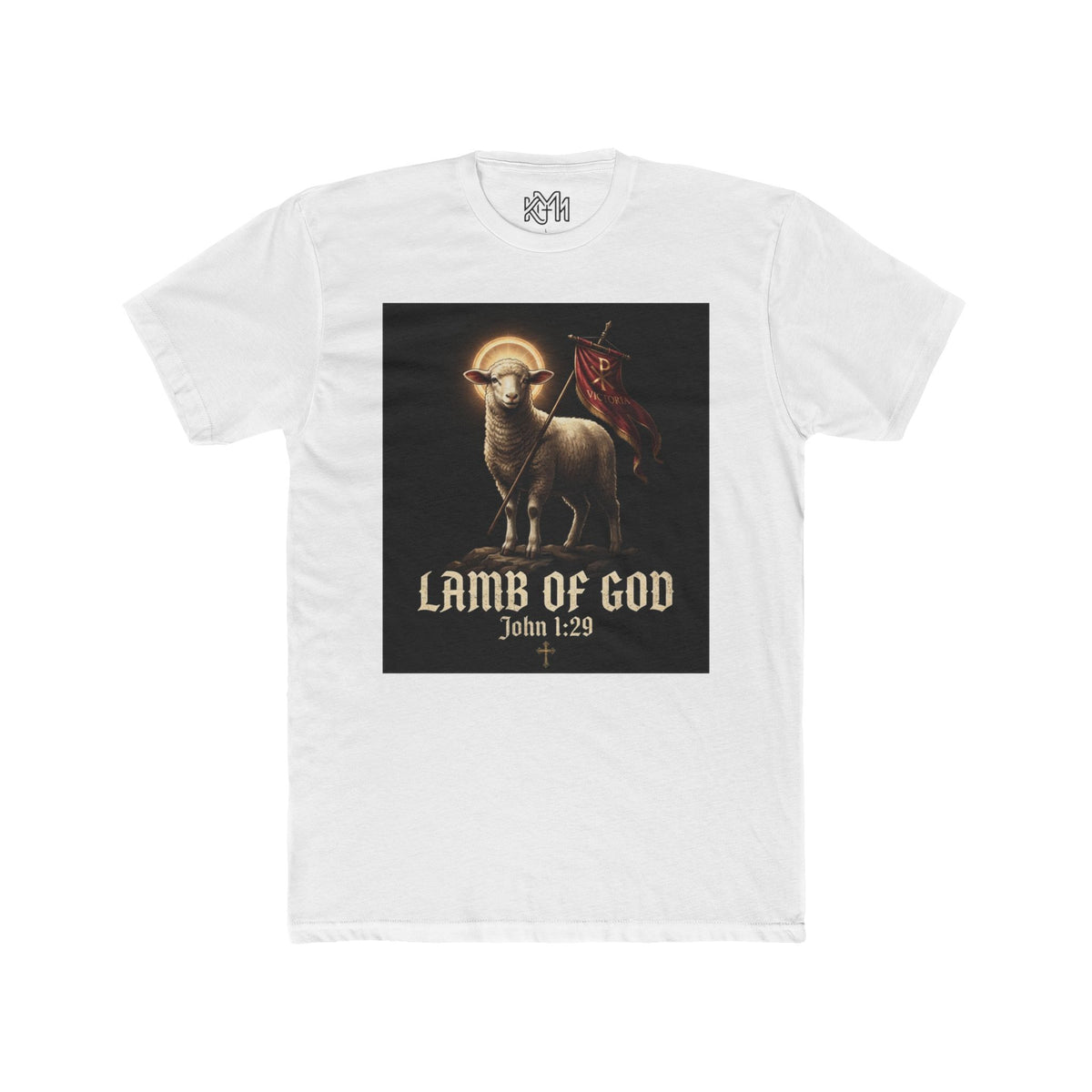 Lamb of God Tee — 'John 1:29' Religious Christian T-Shirt with INRI Cross Back