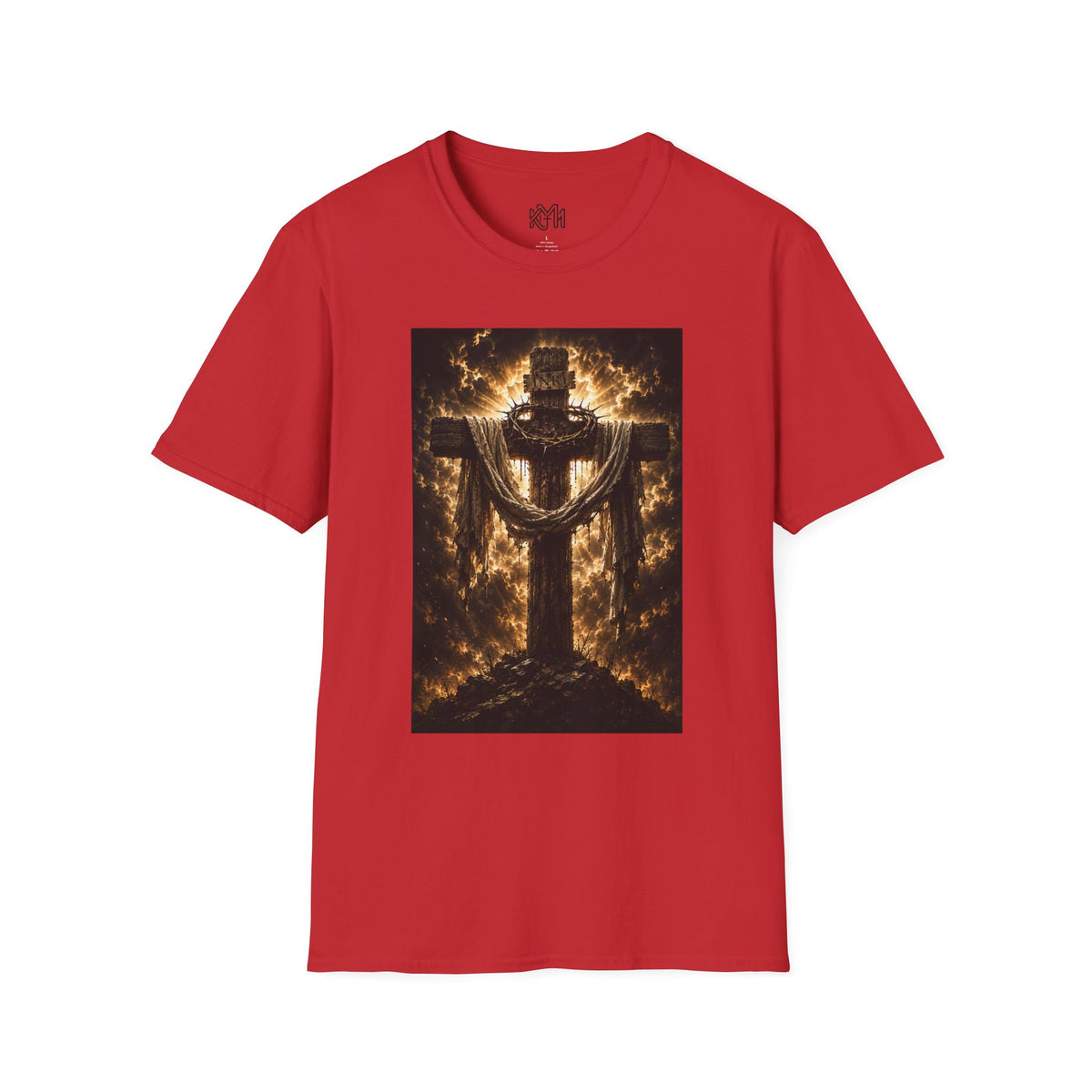 Fiery Cross Christian T-Shirt — Glowing Resurrection Design
