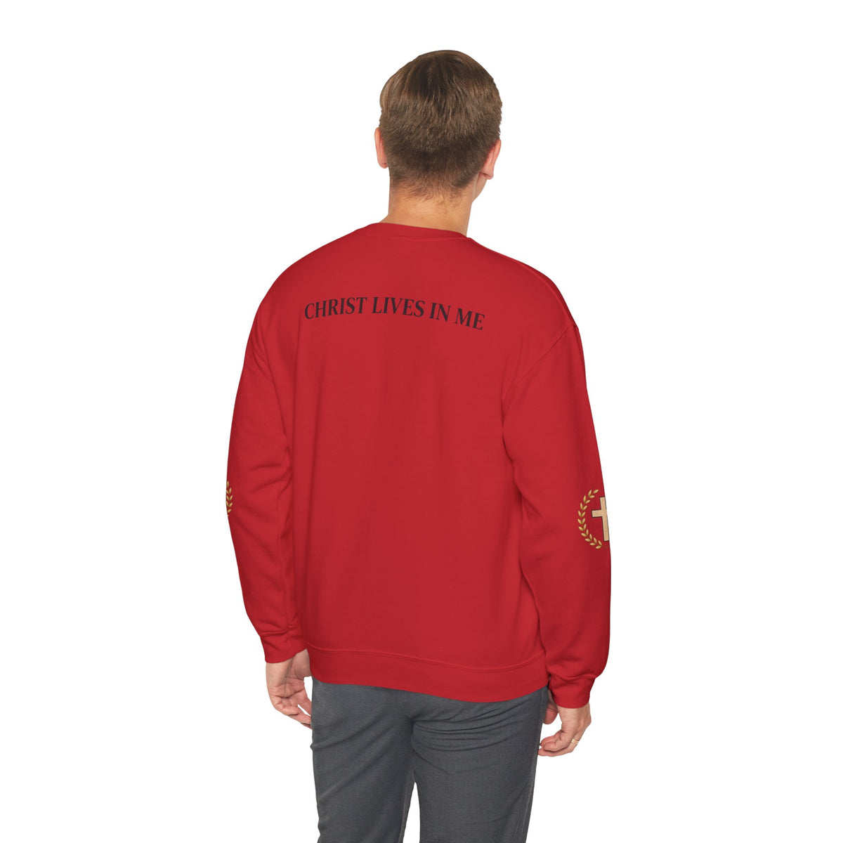 Christian Cross Crewneck Sweatshirt – "Christ Lives in Me" Religious Pullover