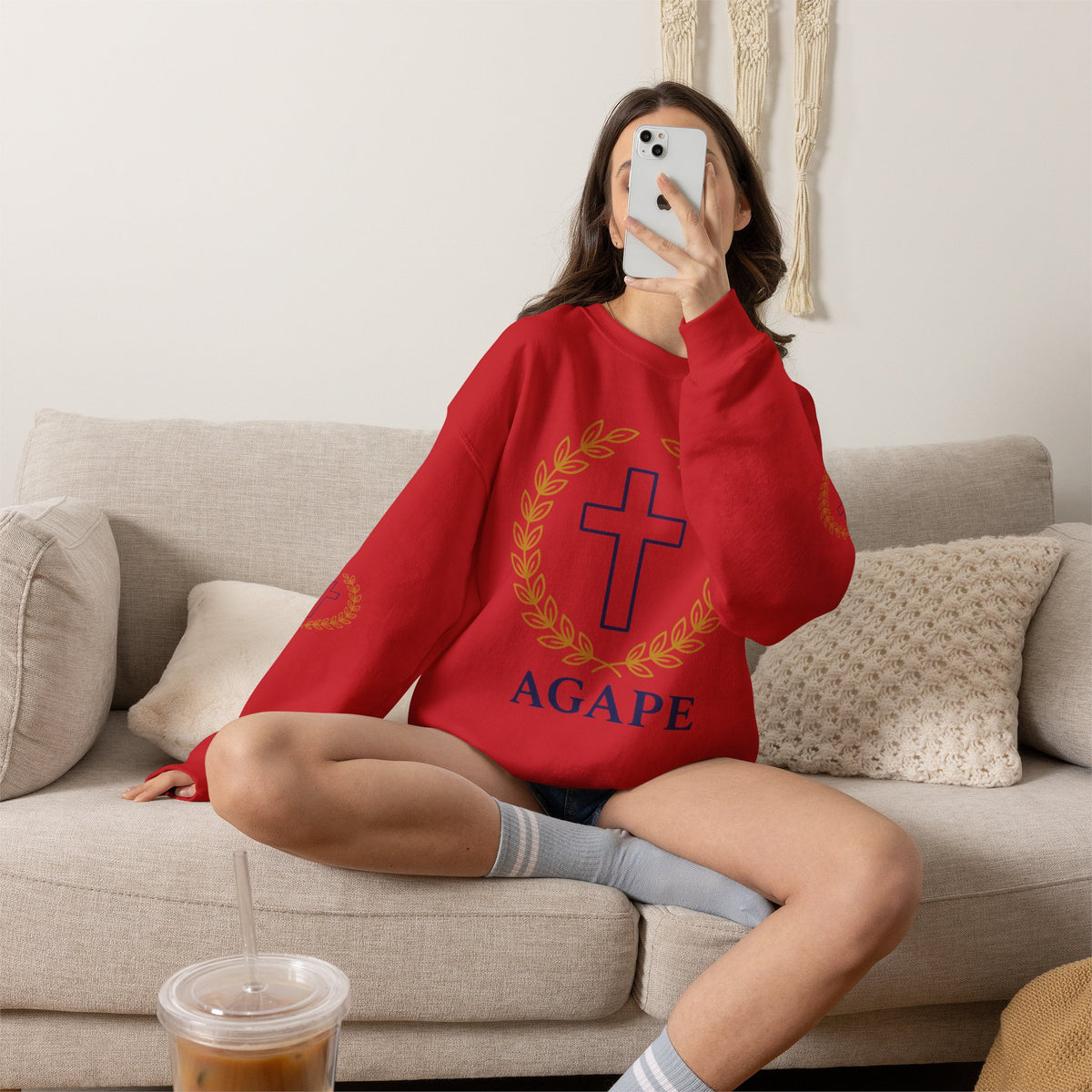 Agape Cross Crewneck Sweatshirt — Christian Faith Pullover