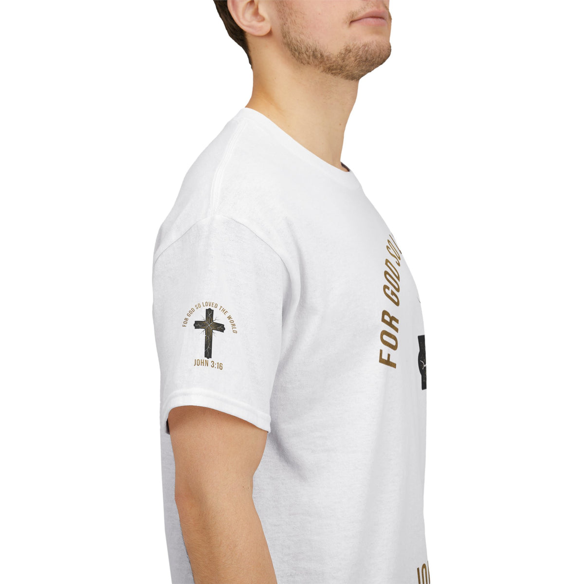 John 3:16 Cross T-Shirt — "For God So Loved the World" Christian Tee