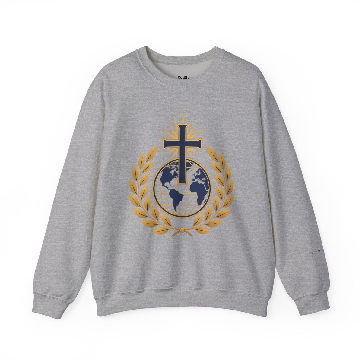 Great Commission Crewneck Sweatshirt — Christian Cross Globe Design