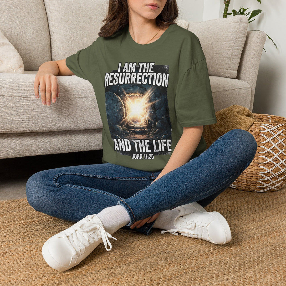 I Am The Resurrection T-Shirt — John 11:25 Christian Easter Tee