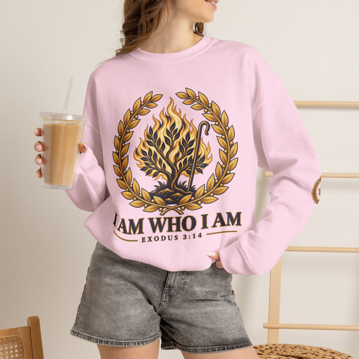 Crewneck Sweatshirt — "I Am Who I Am" Exodus 3:14 Inspirational Pullover