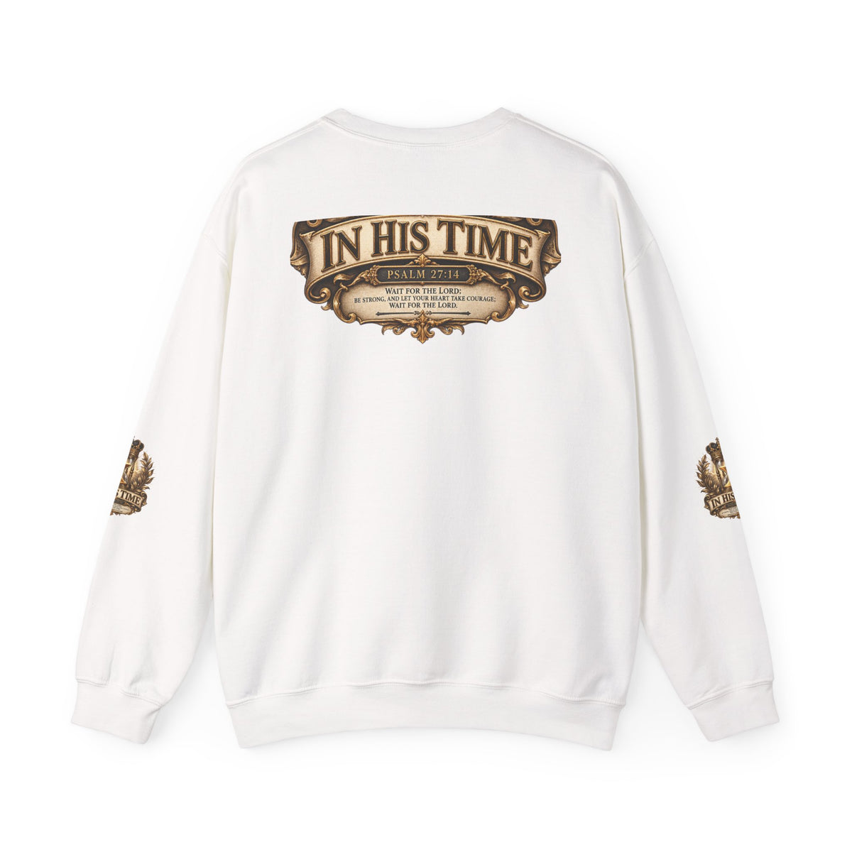In His Time Crewneck Sweatshirt – Inspirational Christian Scripture Hourglass Design