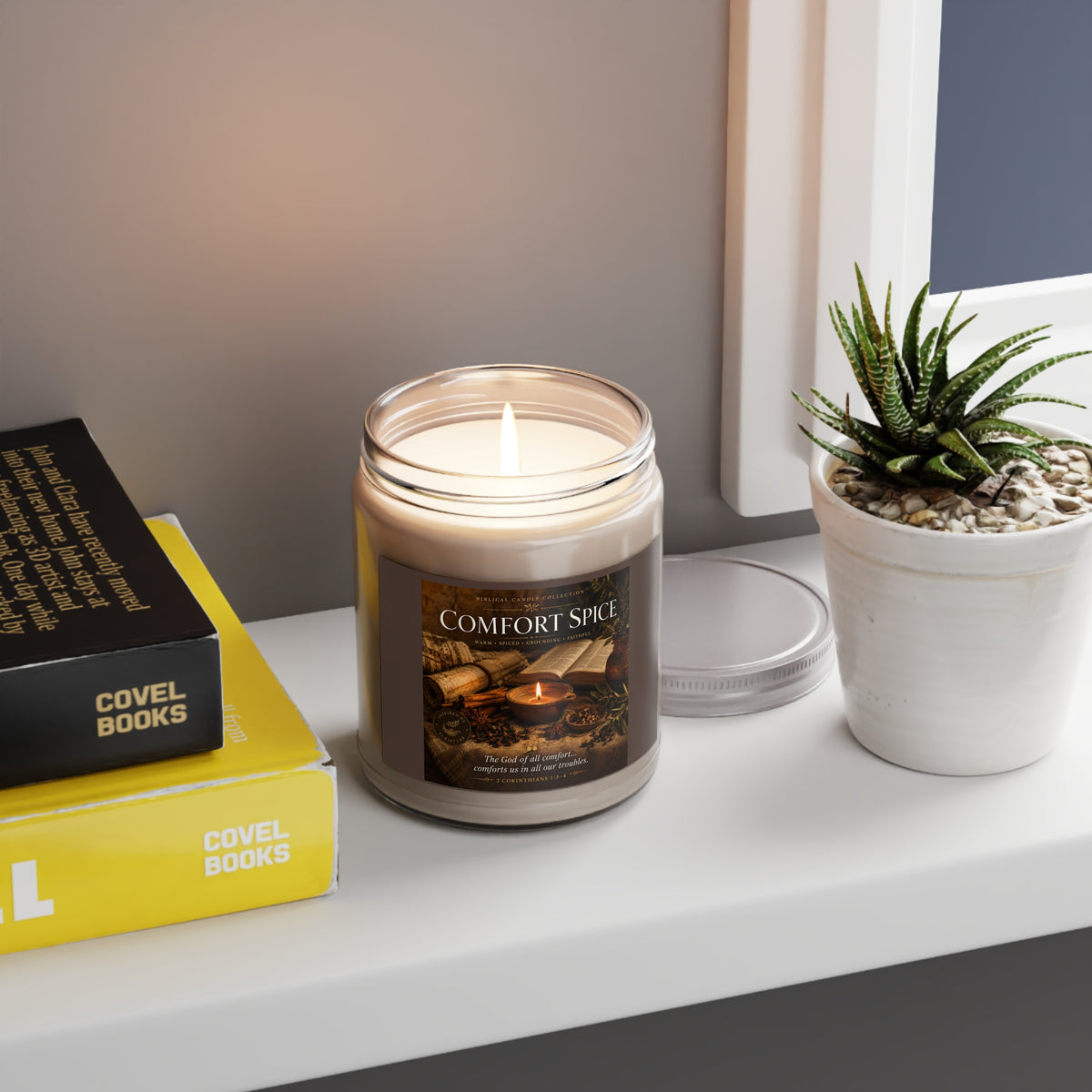 Comfort Spice Scented Soy Candle — 9oz Jar with White Lid (Warm Autumn Spice)