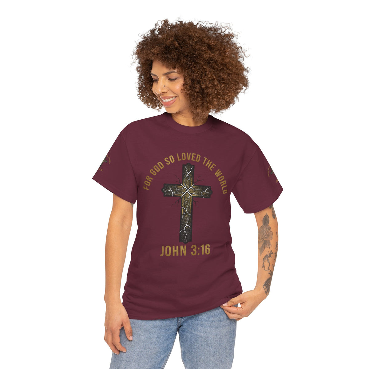 John 3:16 Cross T-Shirt — "For God So Loved the World" Christian Tee