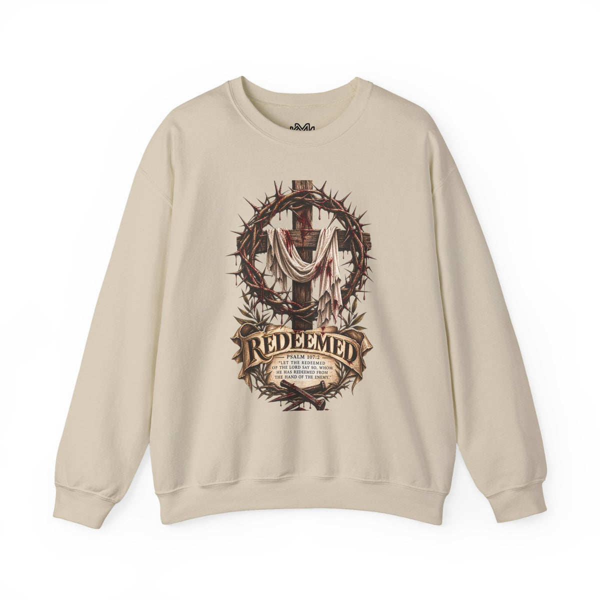 Redeemed Cross Sweatshirt — Christian Faith Crewneck (crown of thorns design)