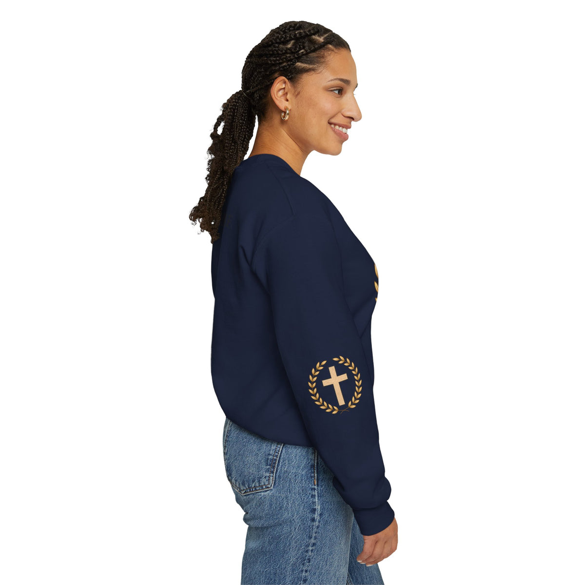 Christian Cross Crewneck Sweatshirt – "Christ Lives in Me" Religious Pullover