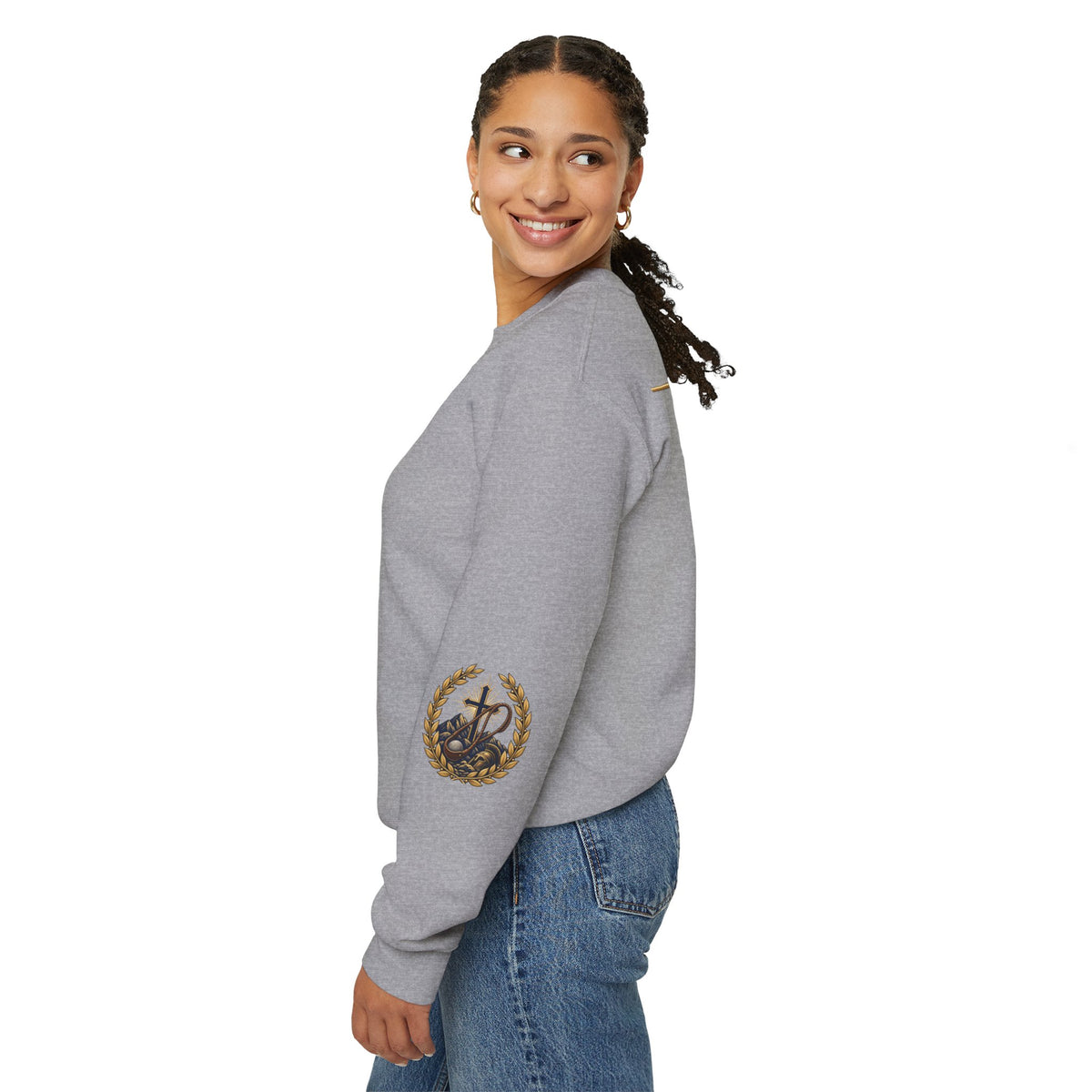Religious Crewneck Sweatshirt — "The Battle Is The Lord's" (1 Samuel 17:47)