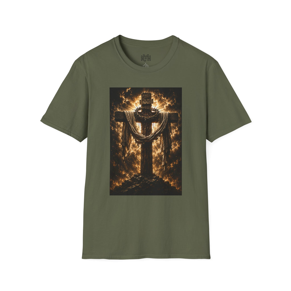 Fiery Cross Christian T-Shirt — Glowing Resurrection Design