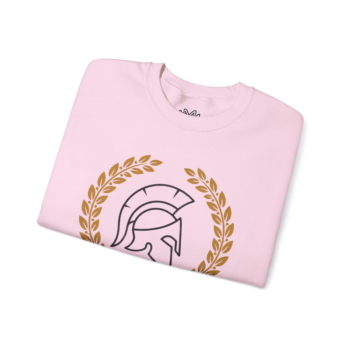Courage Spartan Helmet Crewneck Sweatshirt — "Courage" with Laurel & Psalm 121:1-2