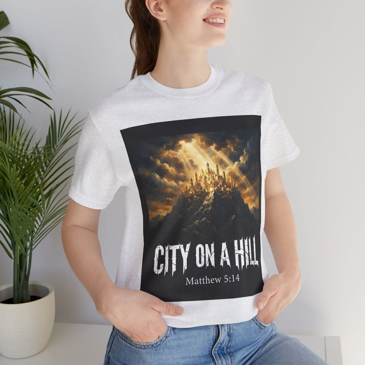 City on a Hill T-Shirt — Matthew 5:14 Christian Faith Tee