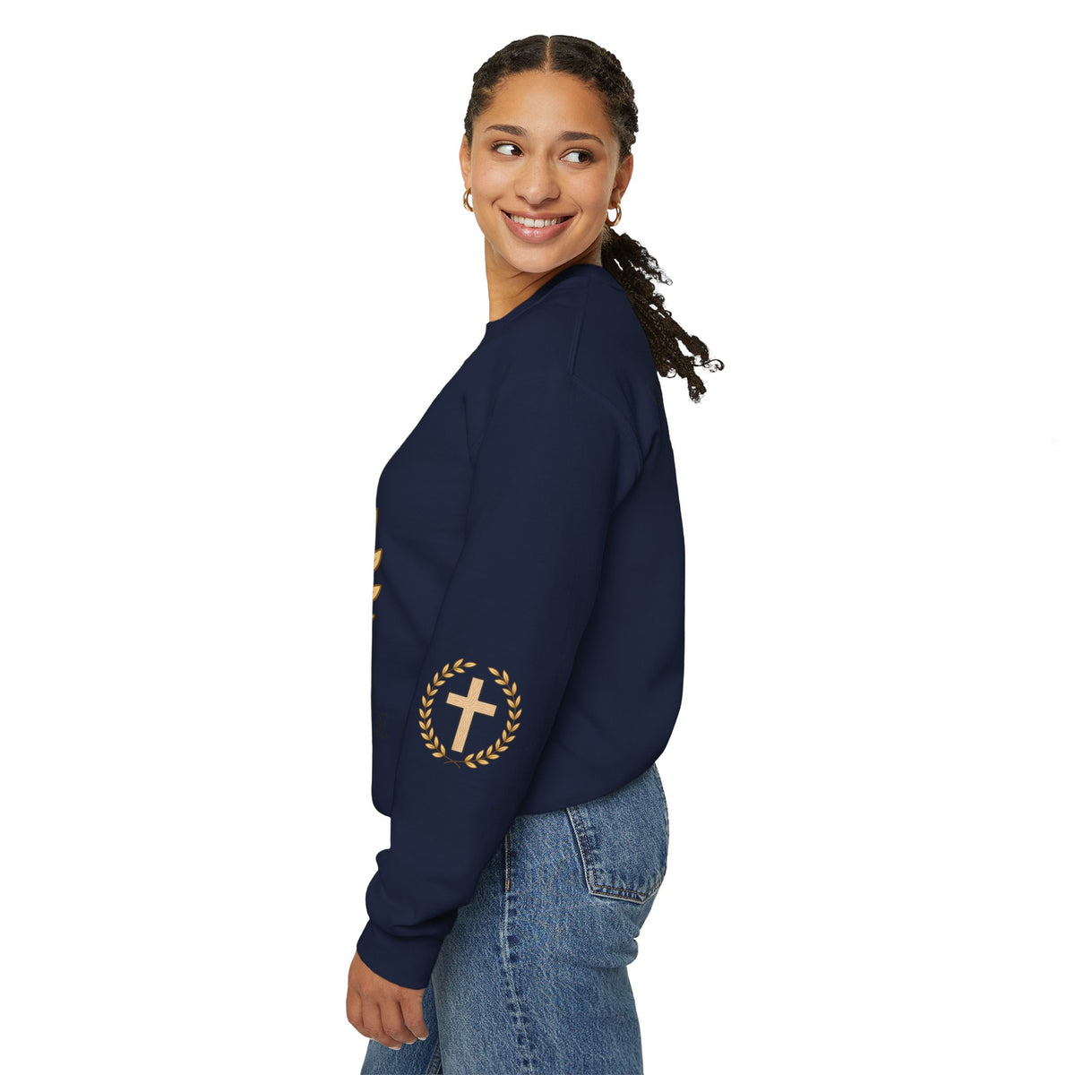 Christian Cross Crewneck Sweatshirt – "Christ Lives in Me" Religious Pullover