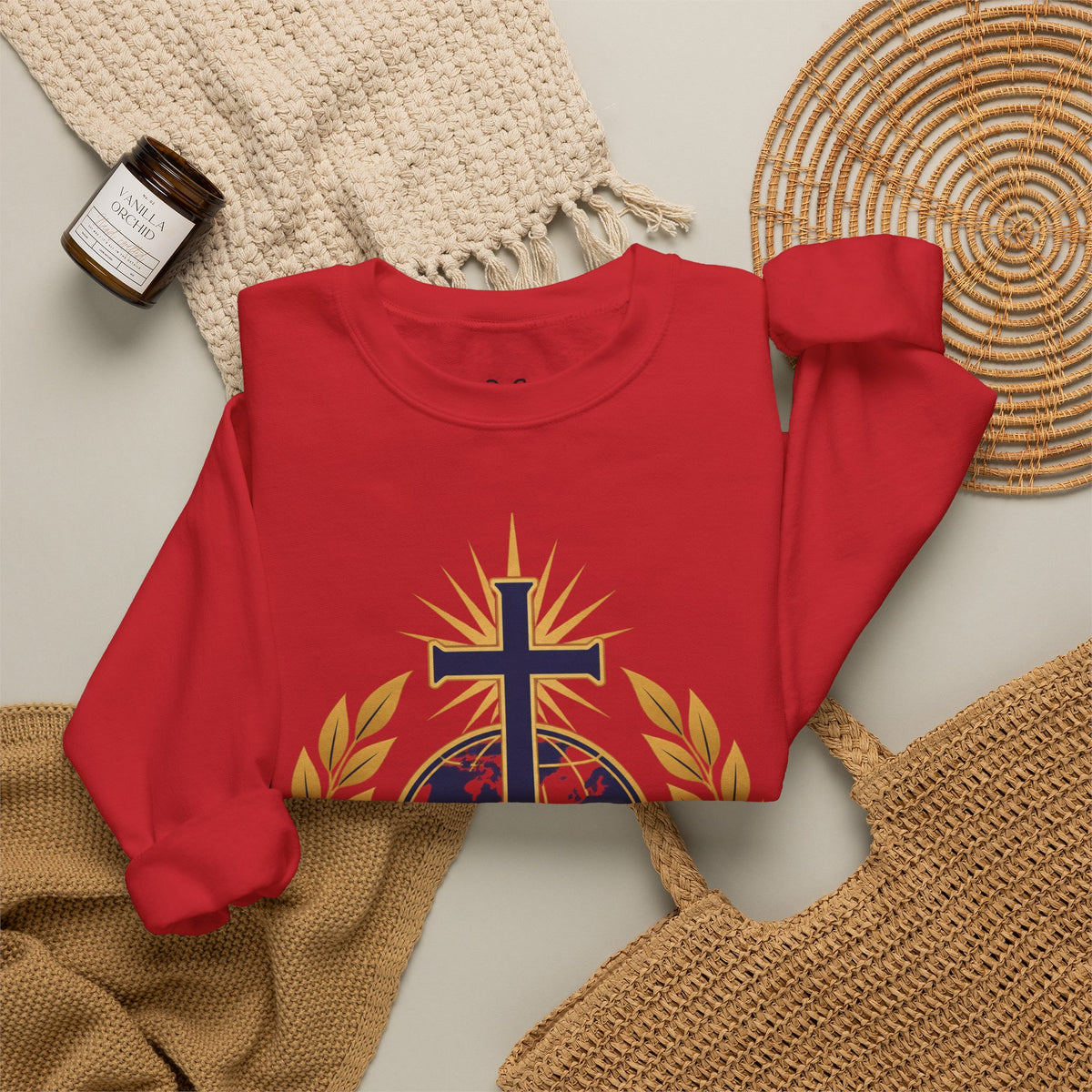 Great Commission Crewneck Sweatshirt — Christian Cross Globe Design