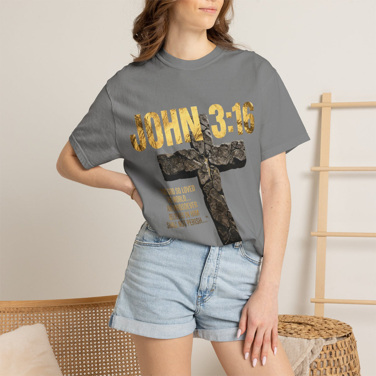 John 3:16 Cross T-Shirt — Christian Faith Scripture Tee