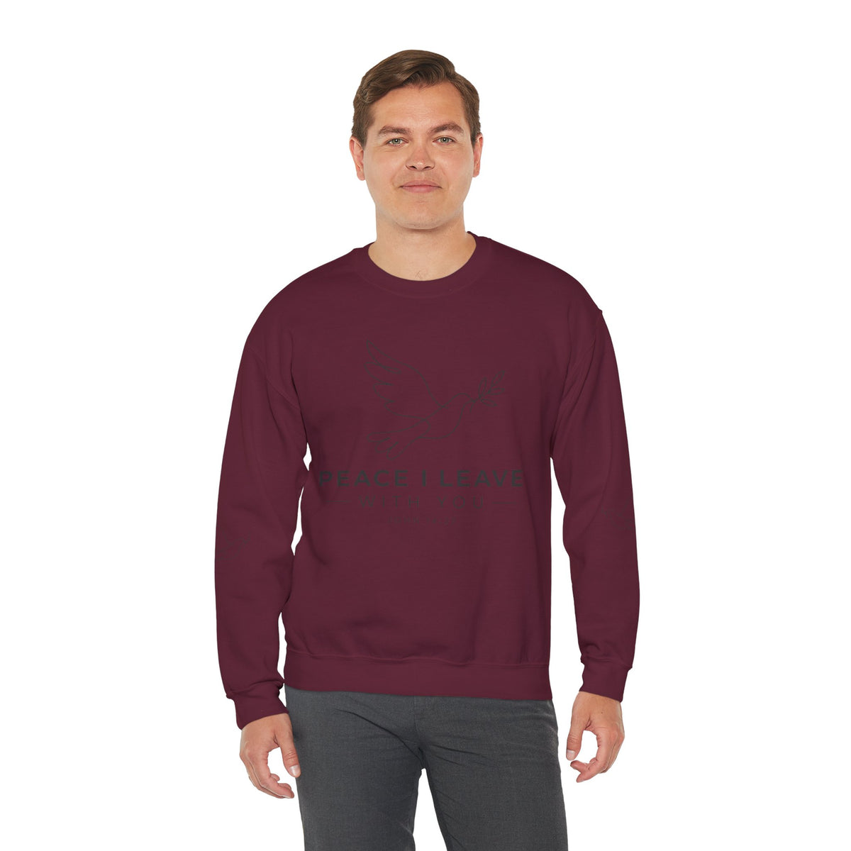 Peace I Leave Crewneck Sweatshirt — Dove & John 14:27 Inspirational Sweatshirt