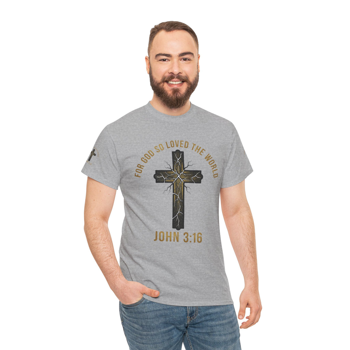 John 3:16 Cross T-Shirt — "For God So Loved the World" Christian Tee