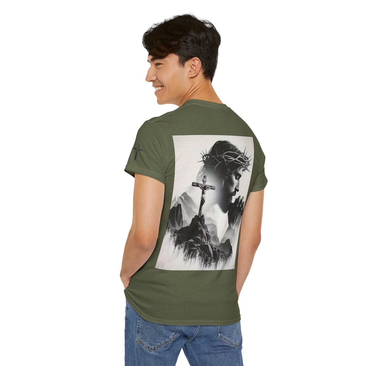 Christian Son & Heir T-Shirt — 'Adopted by Grace' Faith Tee with Jesus Prayer Design