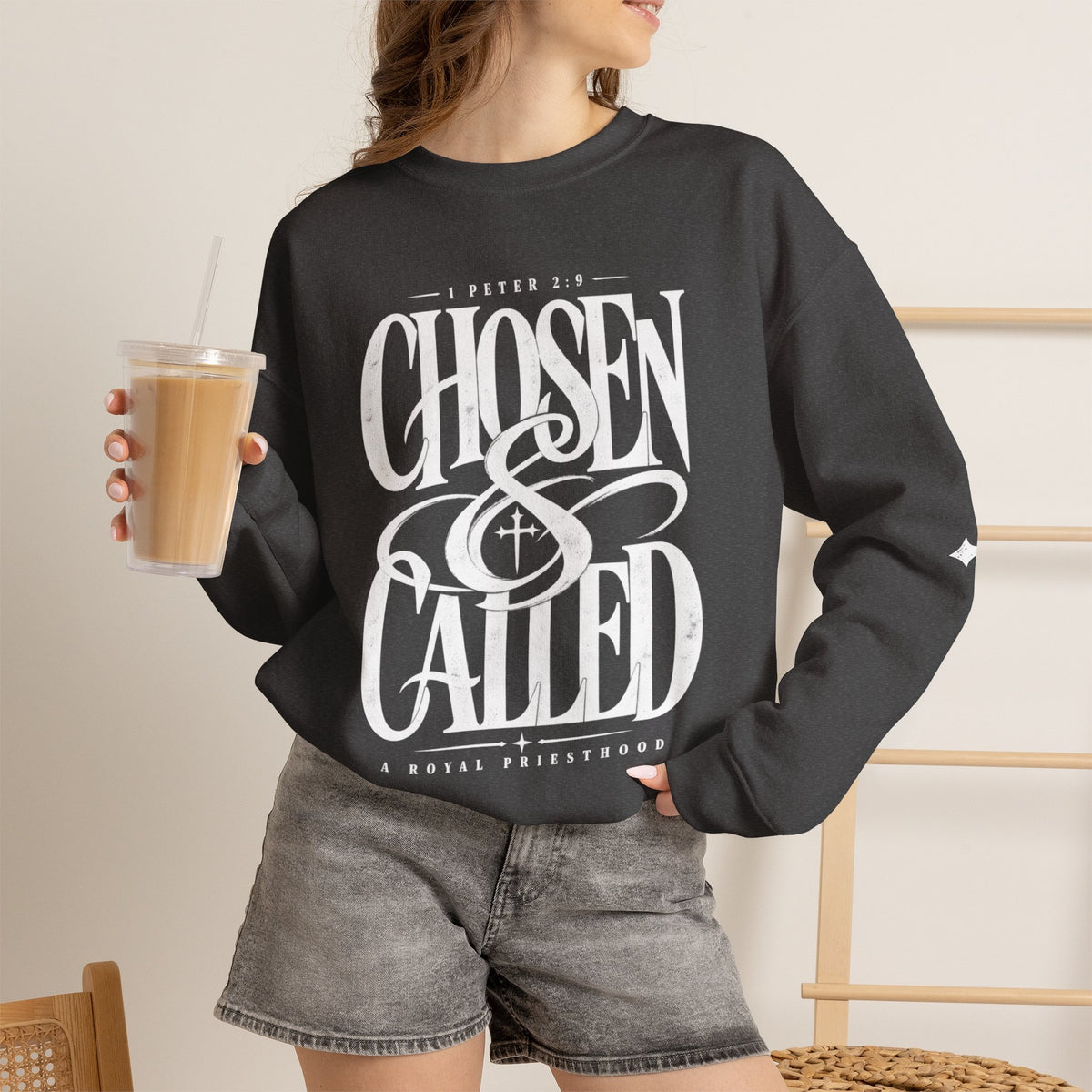 Chosen & Called Crewneck Sweatshirt — Christian Faith Apparel, 'A Royal Priesthood' Gospel Pullover