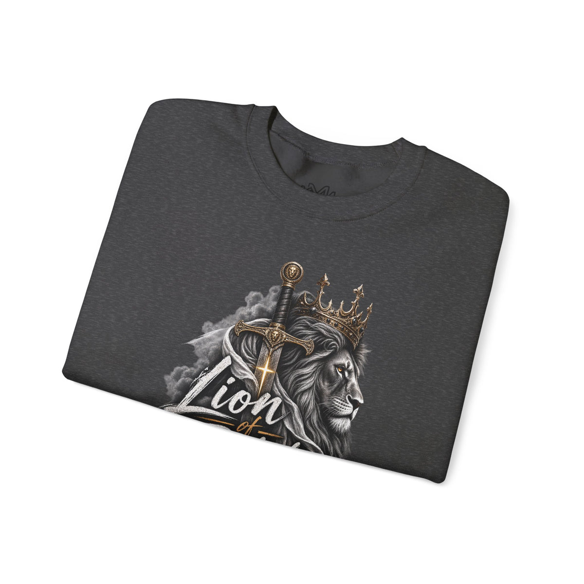 Lion of Judah Sweatshirt — Christian Lion Crewneck with Crown & Ichthys Back