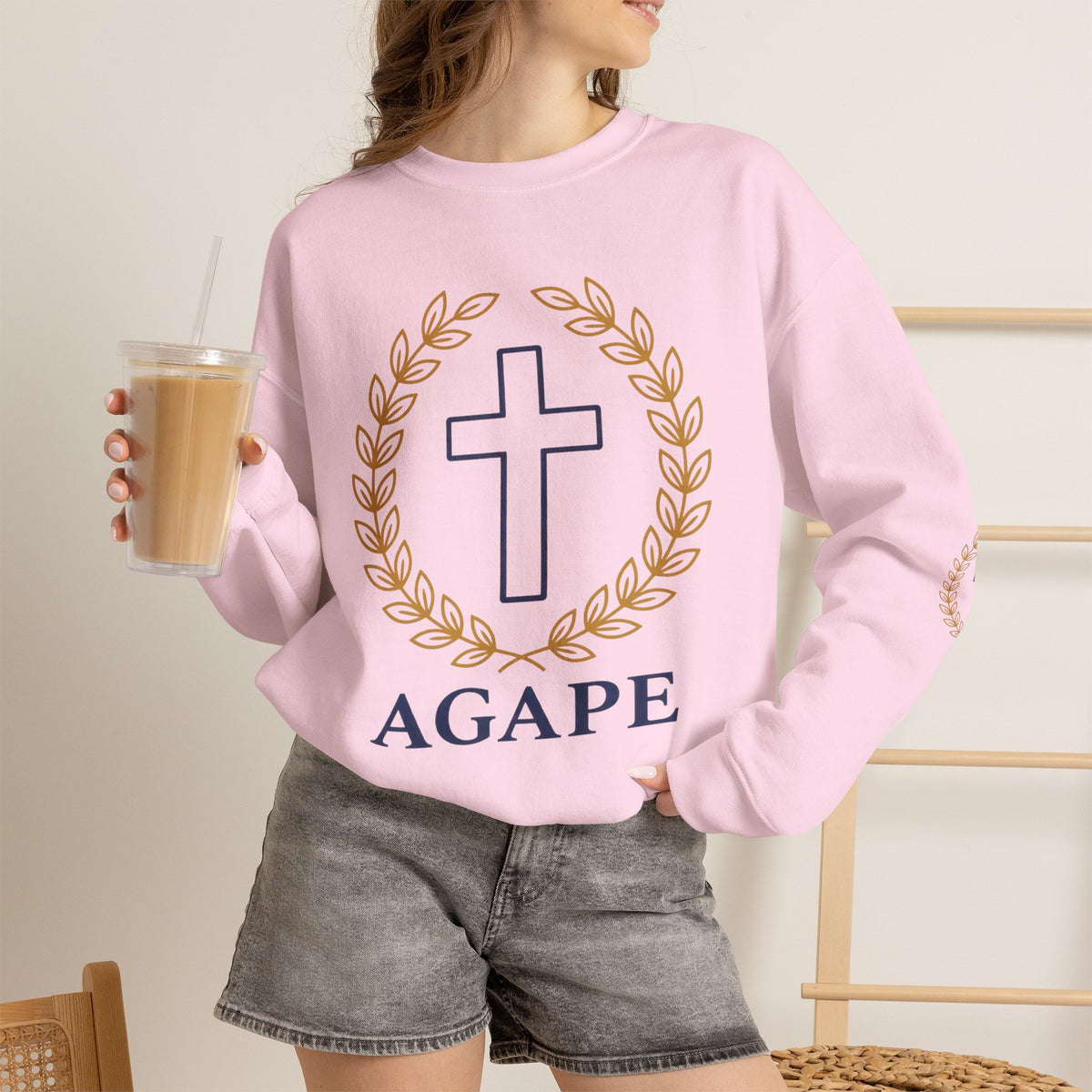 Agape Cross Crewneck Sweatshirt — Christian Faith Pullover