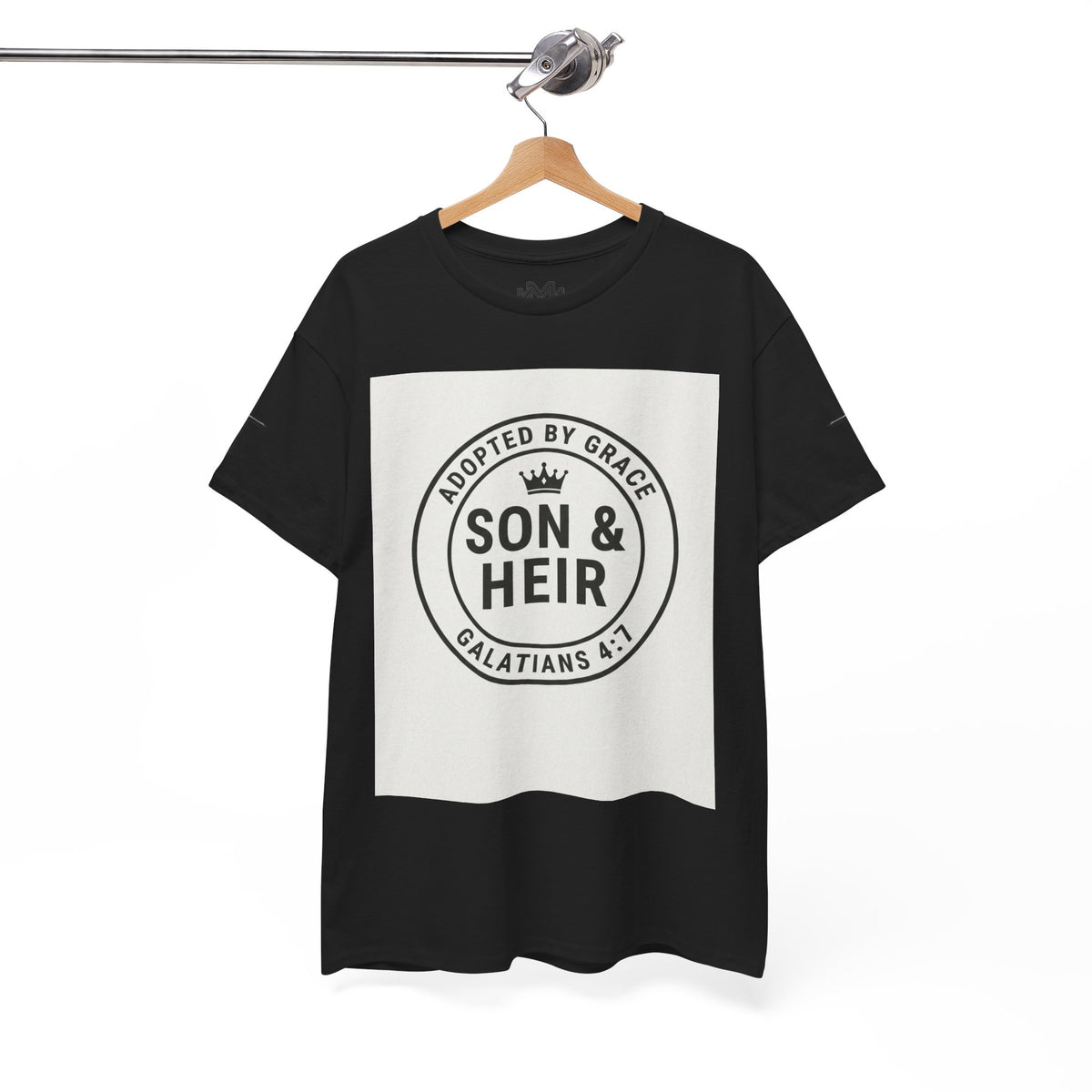 Christian Son & Heir T-Shirt — 'Adopted by Grace' Faith Tee with Jesus Prayer Design
