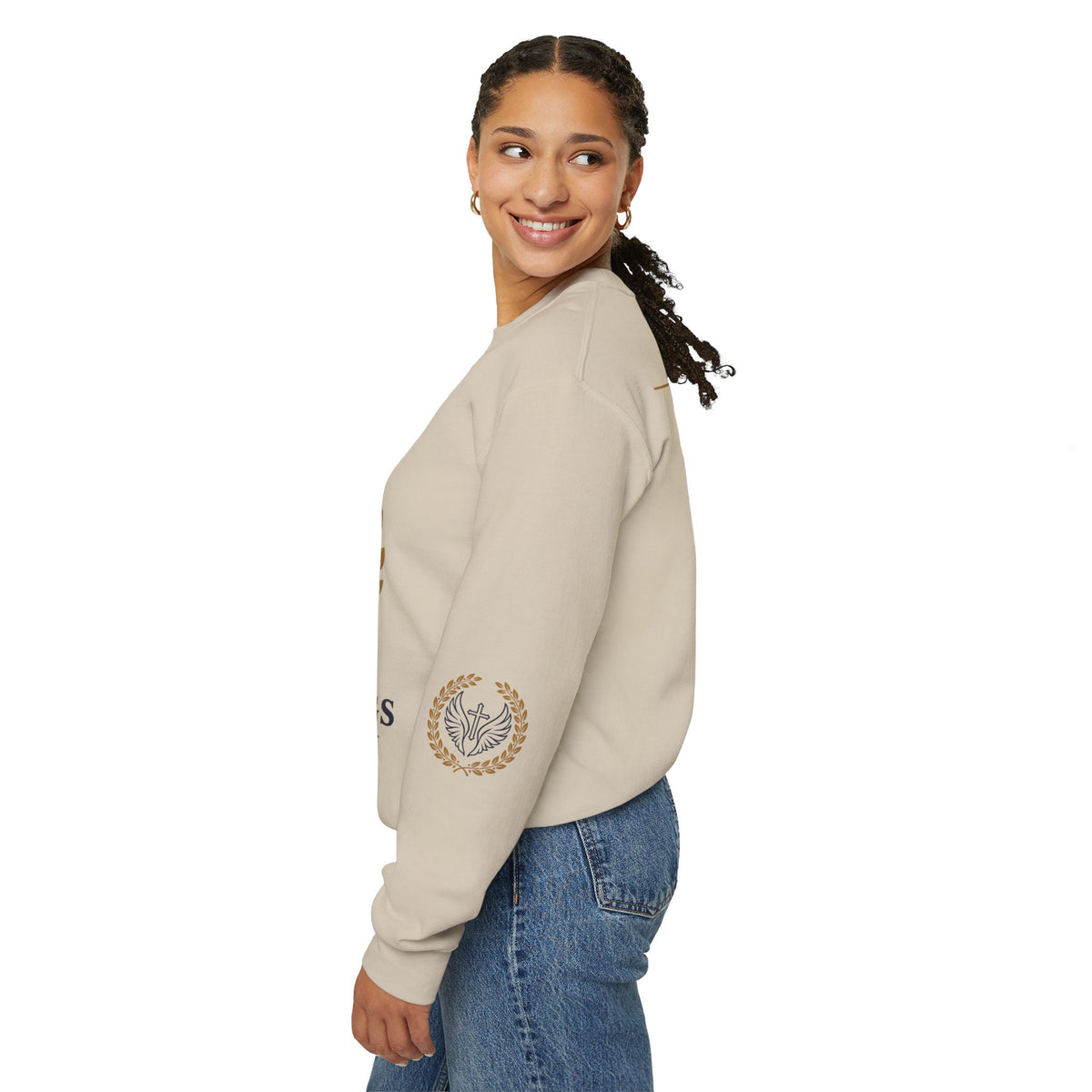 Religious Crewneck Sweatshirt – “Under His Wings” Psalm 91:4 Christian Pullover