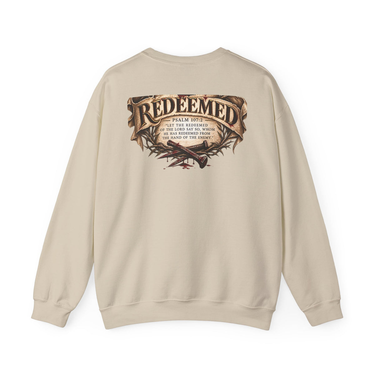Redeemed Cross Sweatshirt — Christian Faith Crewneck (crown of thorns design)
