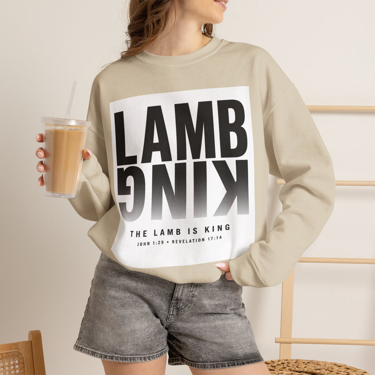 Lamb King Crewneck Sweatshirt — "The Lamb Is King" Christian Graphic Pullover