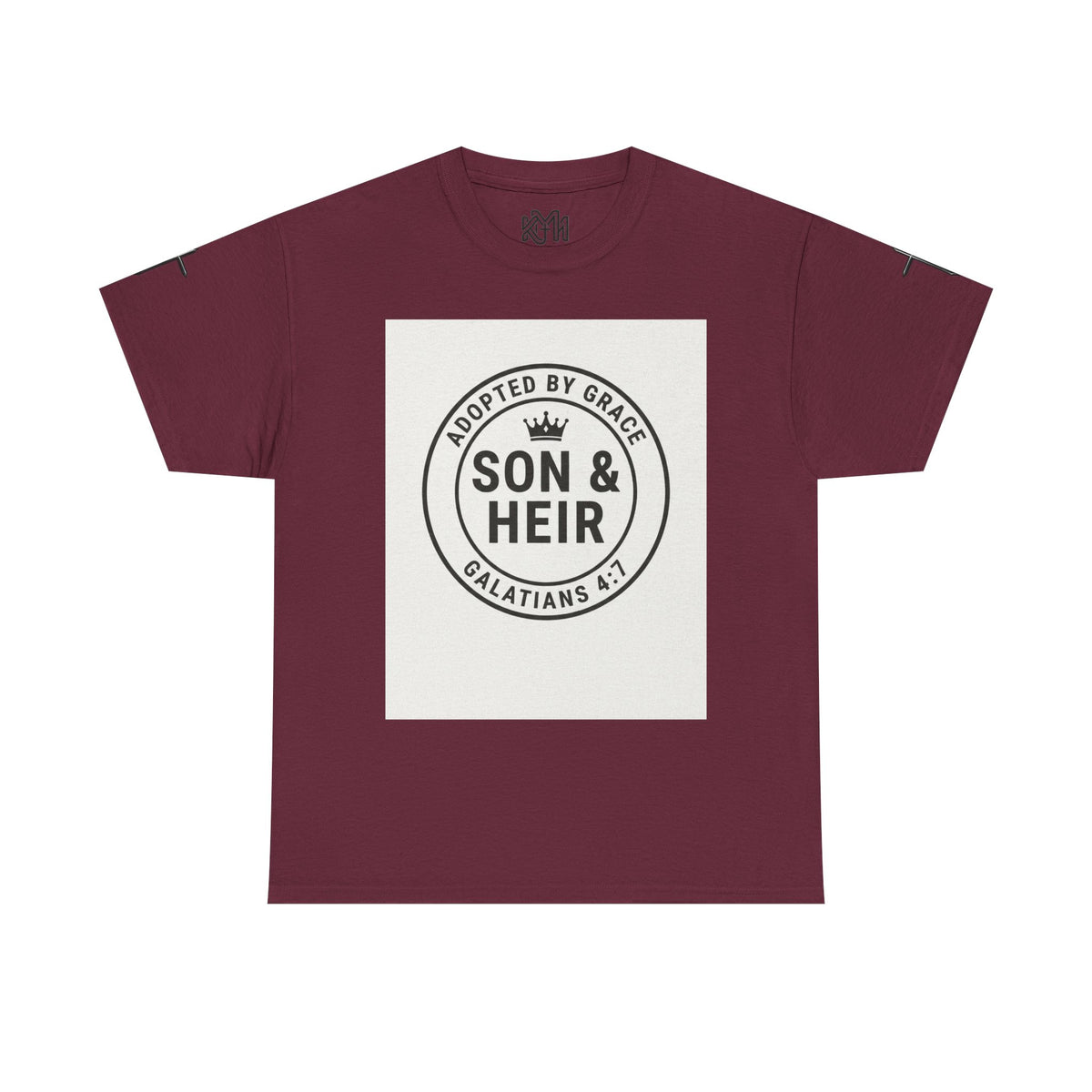 Christian Son & Heir T-Shirt — 'Adopted by Grace' Faith Tee with Jesus Prayer Design