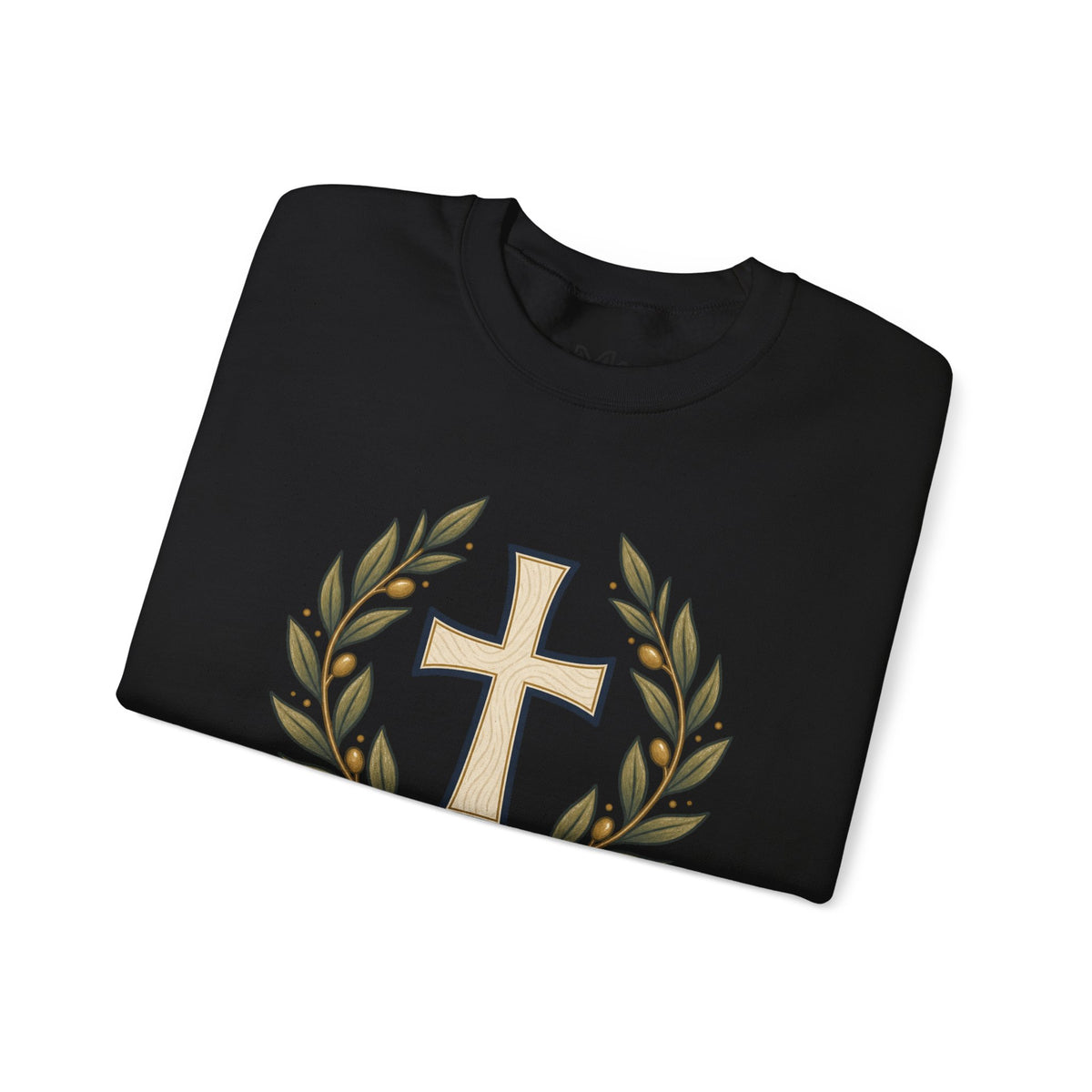 Crewneck Sweatshirt — "Be Still" Psalm 46:10 Christian Cross Design