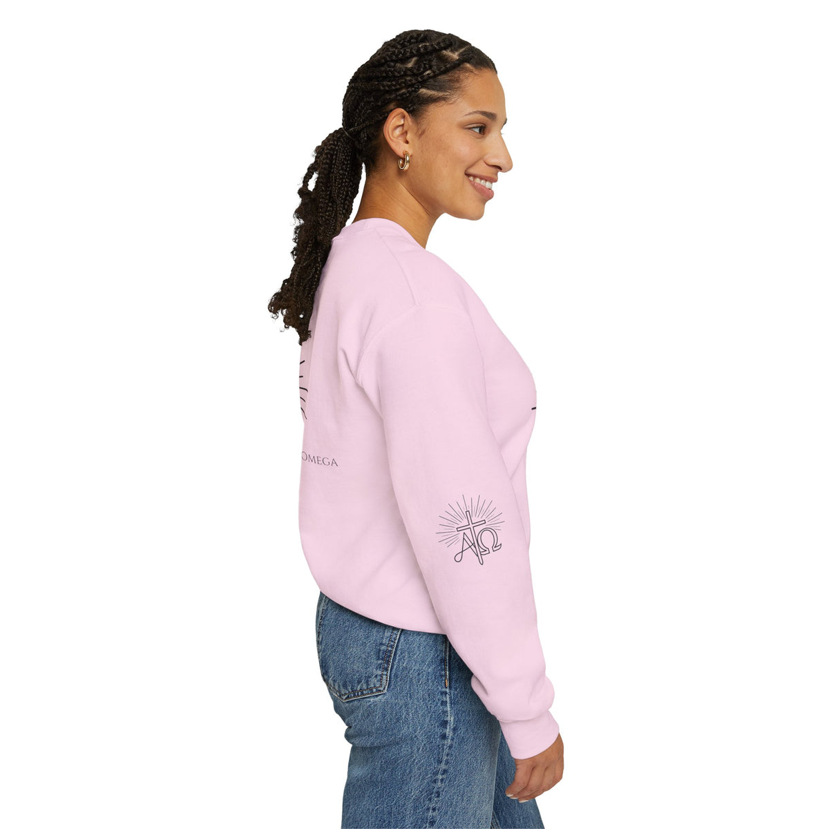 Alpha & Omega Crewneck Sweatshirt — Revelation 22:13 Christian Graphic Pullover