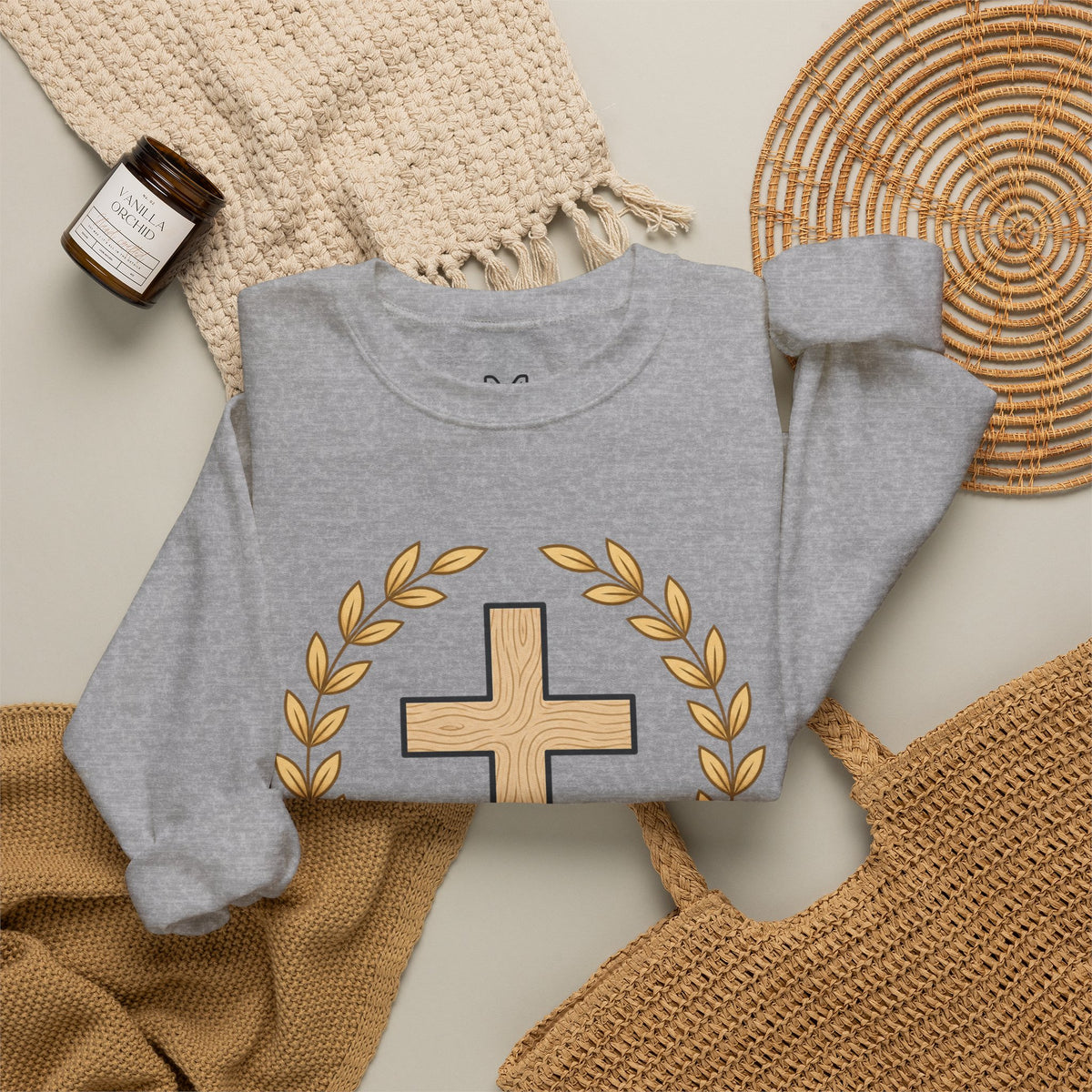 Christian Cross Crewneck Sweatshirt – "Christ Lives in Me" Religious Pullover
